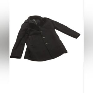 Ships Mens Black Collared Wool Blend Buttoned Pea Coat Sz M